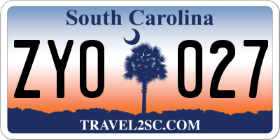 SC license plate ZYO027