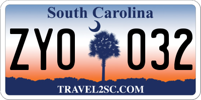 SC license plate ZYO032
