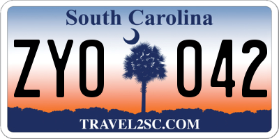 SC license plate ZYO042