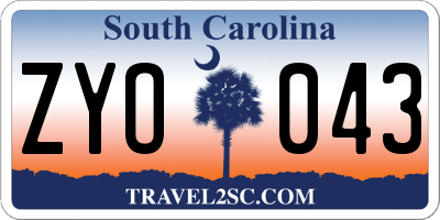 SC license plate ZYO043