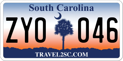 SC license plate ZYO046