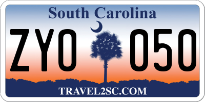 SC license plate ZYO050