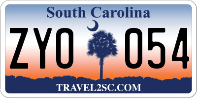 SC license plate ZYO054