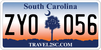 SC license plate ZYO056