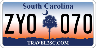 SC license plate ZYO070