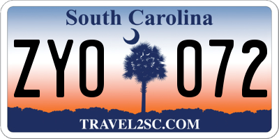 SC license plate ZYO072