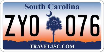 SC license plate ZYO076