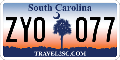 SC license plate ZYO077