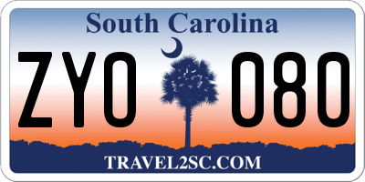SC license plate ZYO080