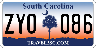 SC license plate ZYO086