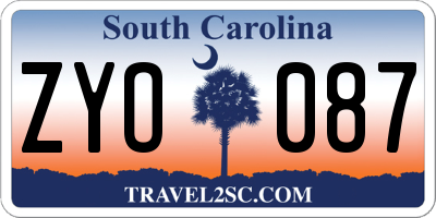 SC license plate ZYO087