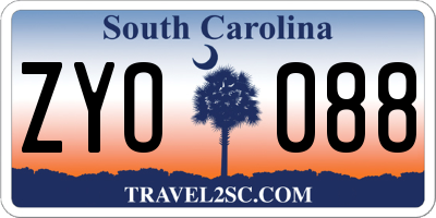 SC license plate ZYO088