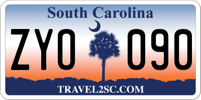 SC license plate ZYO090