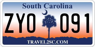 SC license plate ZYO091