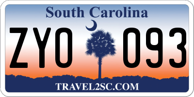 SC license plate ZYO093