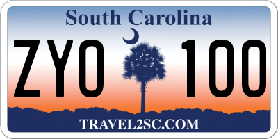 SC license plate ZYO100