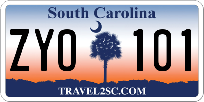 SC license plate ZYO101