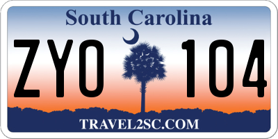 SC license plate ZYO104