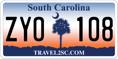 SC license plate ZYO108