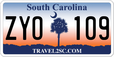 SC license plate ZYO109