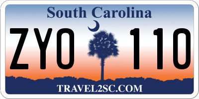 SC license plate ZYO110