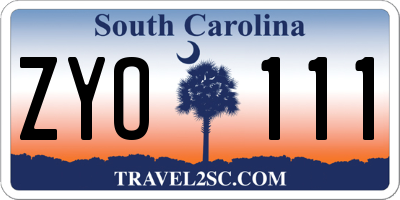 SC license plate ZYO111