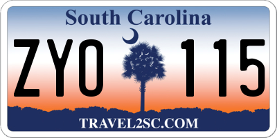 SC license plate ZYO115