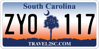 SC license plate ZYO117