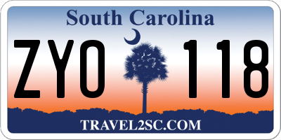 SC license plate ZYO118