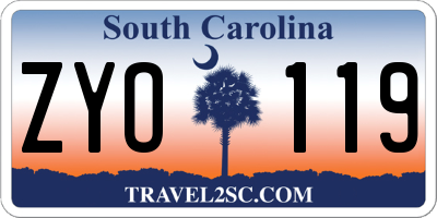 SC license plate ZYO119