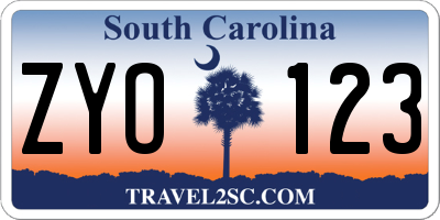 SC license plate ZYO123