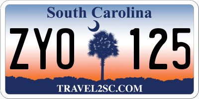 SC license plate ZYO125