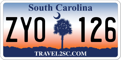 SC license plate ZYO126