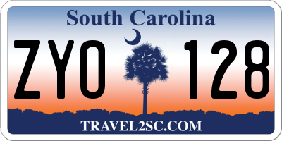 SC license plate ZYO128