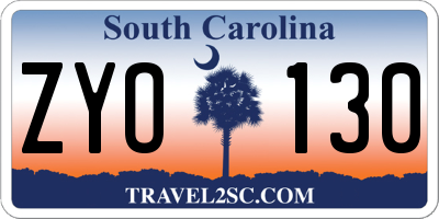 SC license plate ZYO130