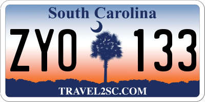 SC license plate ZYO133