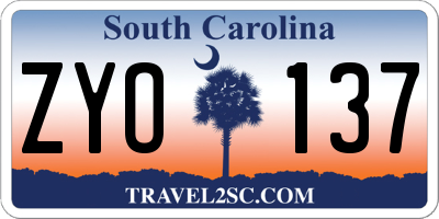 SC license plate ZYO137