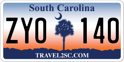 SC license plate ZYO140