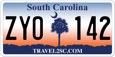 SC license plate ZYO142