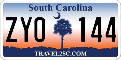 SC license plate ZYO144