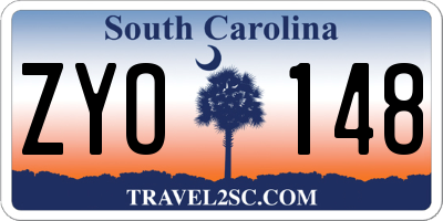 SC license plate ZYO148