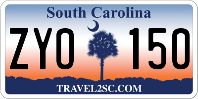 SC license plate ZYO150