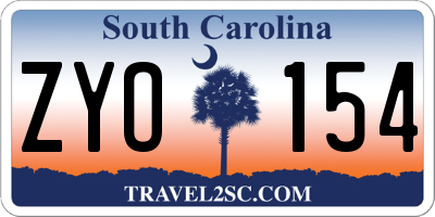 SC license plate ZYO154