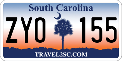 SC license plate ZYO155
