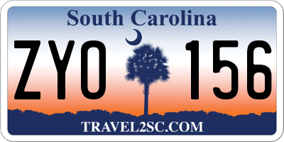SC license plate ZYO156