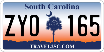 SC license plate ZYO165