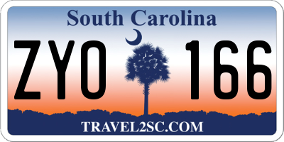 SC license plate ZYO166