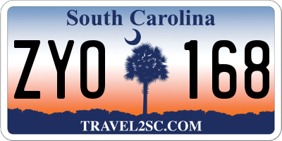 SC license plate ZYO168