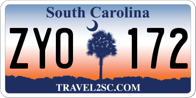 SC license plate ZYO172