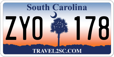 SC license plate ZYO178